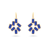 Emerald Cut Blue Sapphire Constellation Earrings