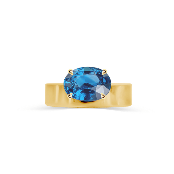Floating Cobalt Blue Sapphire Cigar Band made with Sustainable Lab Sapphires.