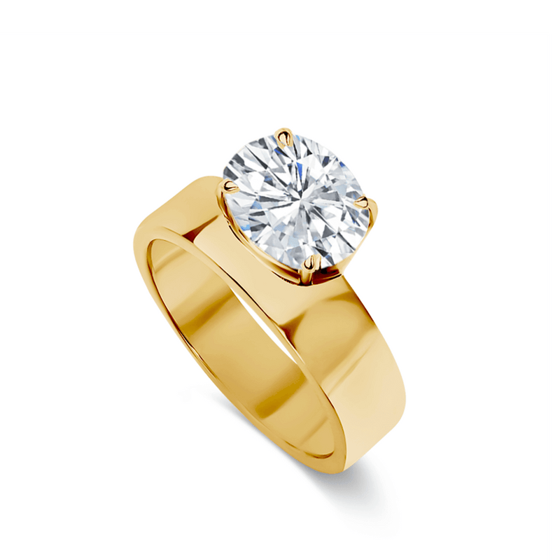 Deltora Diamonds Floating East West Oval Cigar Band Engagement Ring made with Sustainable Lab Diamonds.