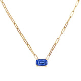 Floating Emerald Cut Royal Blue Sapphire Necklace