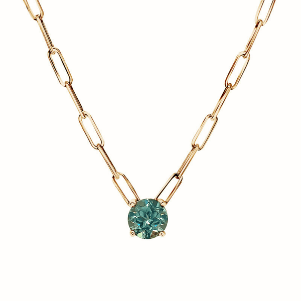 Deltora Diamonds One of a kind Green Sapphire Medium Paperclip Necklace.
