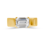 Deltora Diamonds Half Bezel Set Emerald Diamond Cigar Band Engagement Ring made from Sustainable Lab Diamonds.