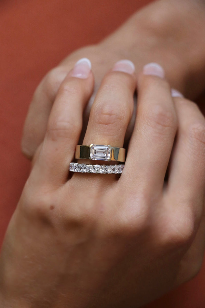 WR0287 Half Bezel Engagement Ring - deJonghe Original Jewelry