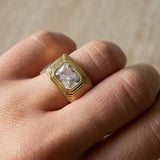 Vintage Style Emerald Cut Signet Ring