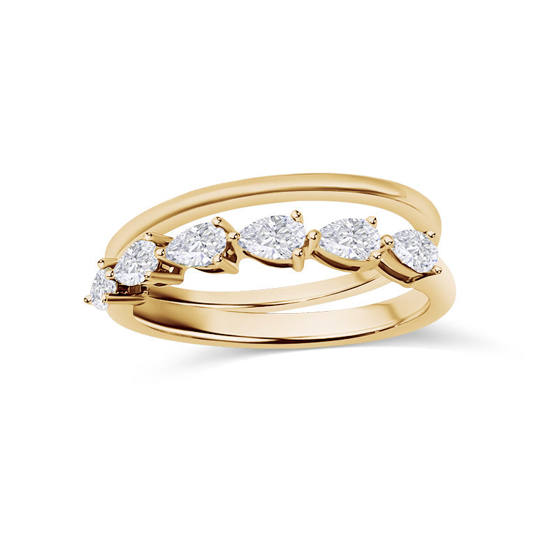 Double Band Ring with Pear Cut Lab Grown Diamonds