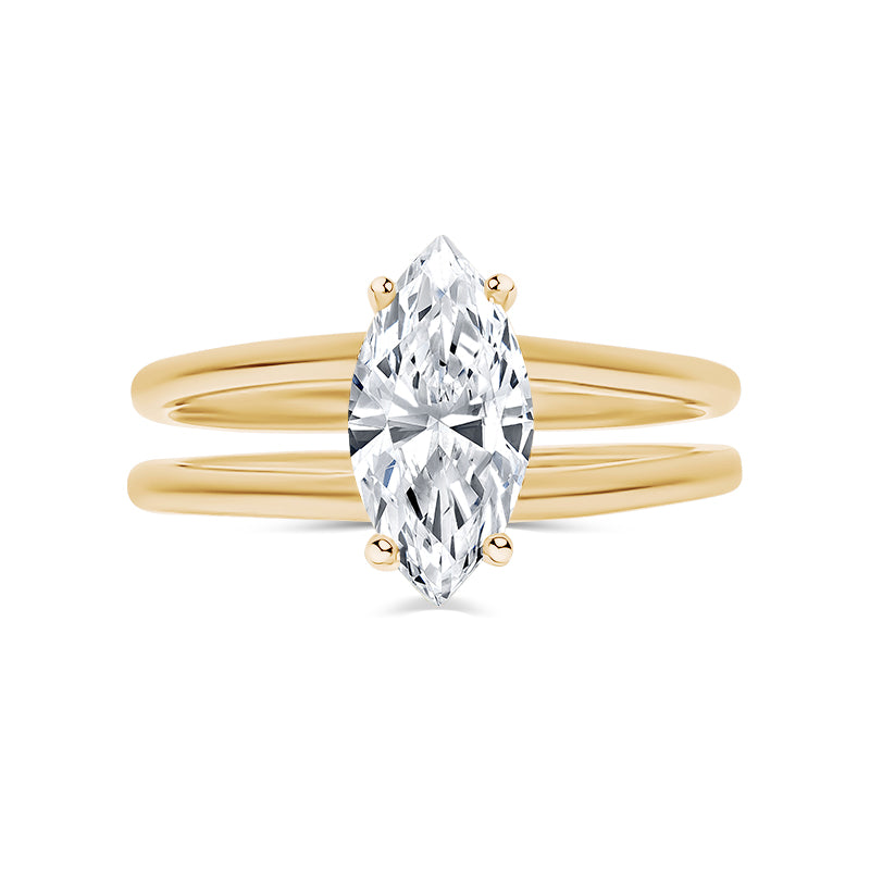 Marquise Cut Double Band Engagement Ring