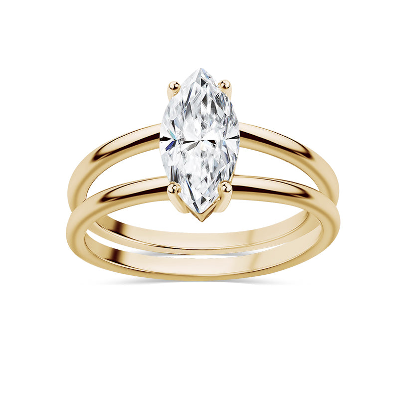 Marquise Cut Double Band Engagement Ring