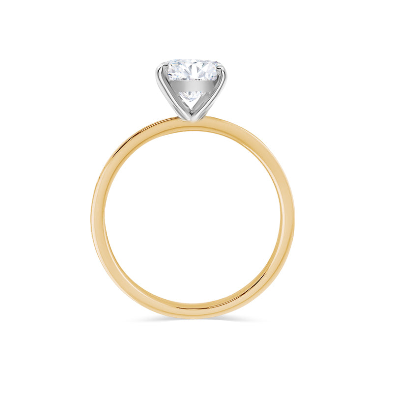 Deltora Diamonds Cushion Cut Four Claw Solitaire Setting with sustainable lab diamonds.
