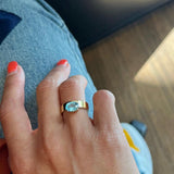 Floating Cobalt Blue Sapphire Cigar Band made with Sustainable Lab Sapphires.