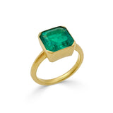 Deltora Diamonds Bezel Set Asscher Cut Emerald Ring