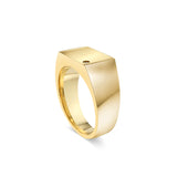 Men's Solid Signet Wedding Ring with Diamond Accent