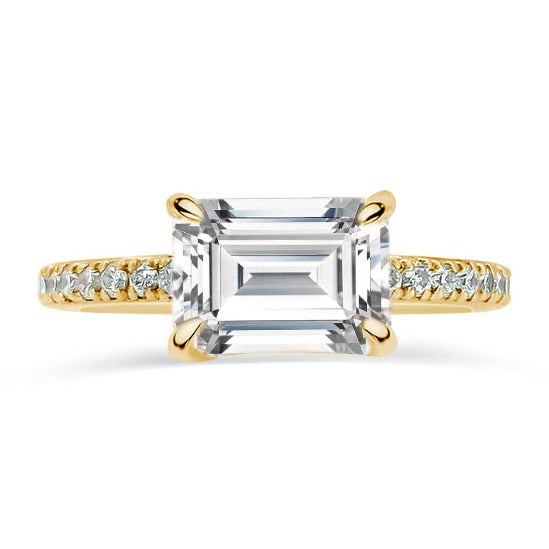 Deltora Diamonds East West Emerald Pave Setting with sustainable lab diamonds.