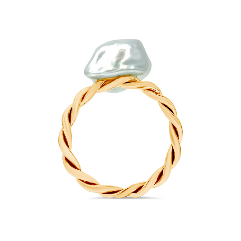 Deltora Diamonds Keshi Pearl Rope Twist Ring.