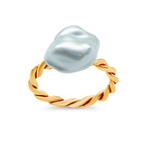 Deltora Diamonds Keshi Pearl Rope Twist Ring.