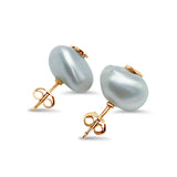 Deltora Diamonds Keshi Pearl Stud Earrings with Gold Flower Accent.