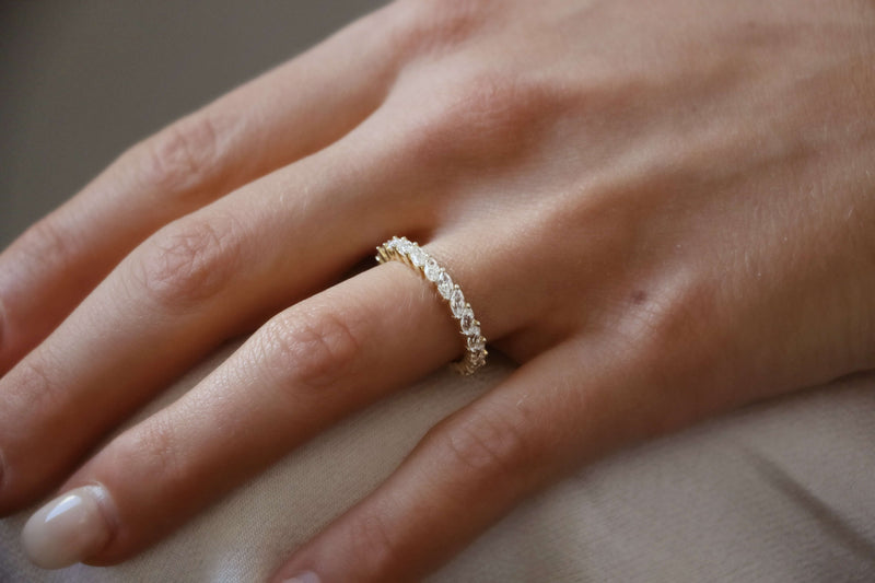 Deltora Diamonds Marquise Cut Angled Diamond Wedding Ring made with Sustainable Lab Diamonds.
