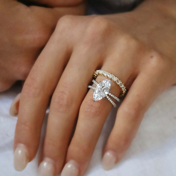 Double Band Diamond Set Swirl Engagement Ring — Form Bespoke Jewellers