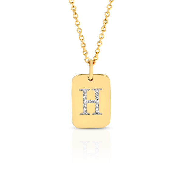 Initial Lab Grown Diamond Dog Tag Necklace