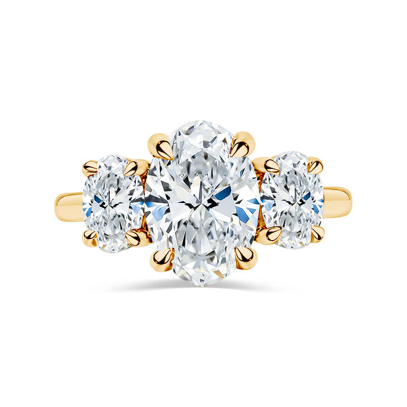Oval Cut Trilogy Engagement Ring made with Sustainable Lab Grown Diamonds from Deltora Diamonds.