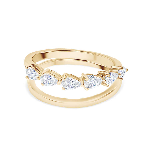 Deltora Diamonds Pear Cut Double Band Wedding Ring made with sustainable lab diamonds.