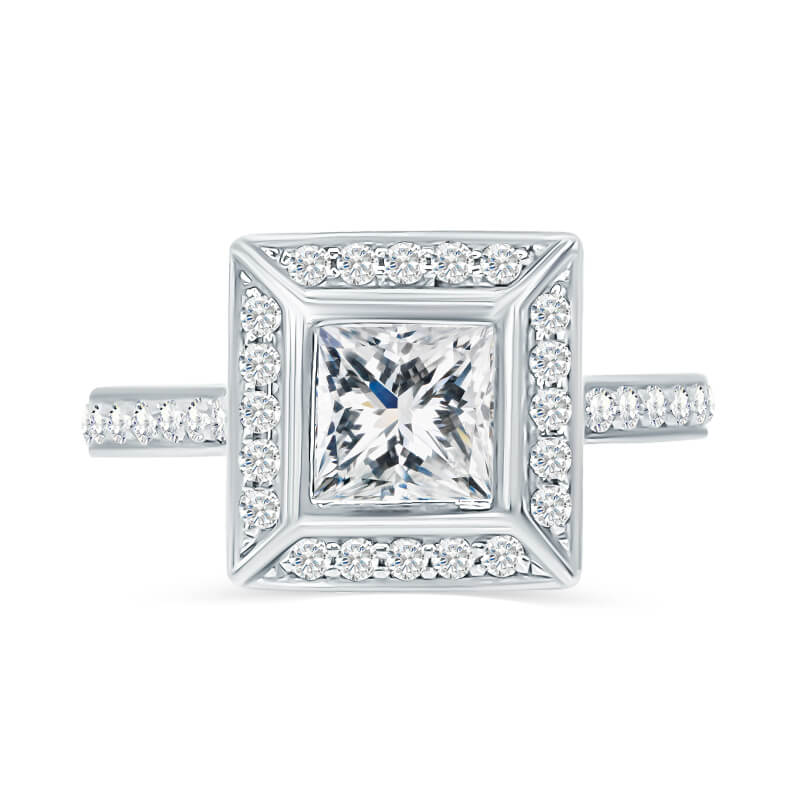 Princess Cut Bezel Halo Pavé