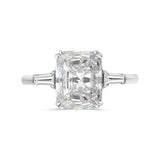 Deltora Diamonds Radiant Cut with Tapered Baguettes Engagement Ring made with Sustainable Lab Diamonds.