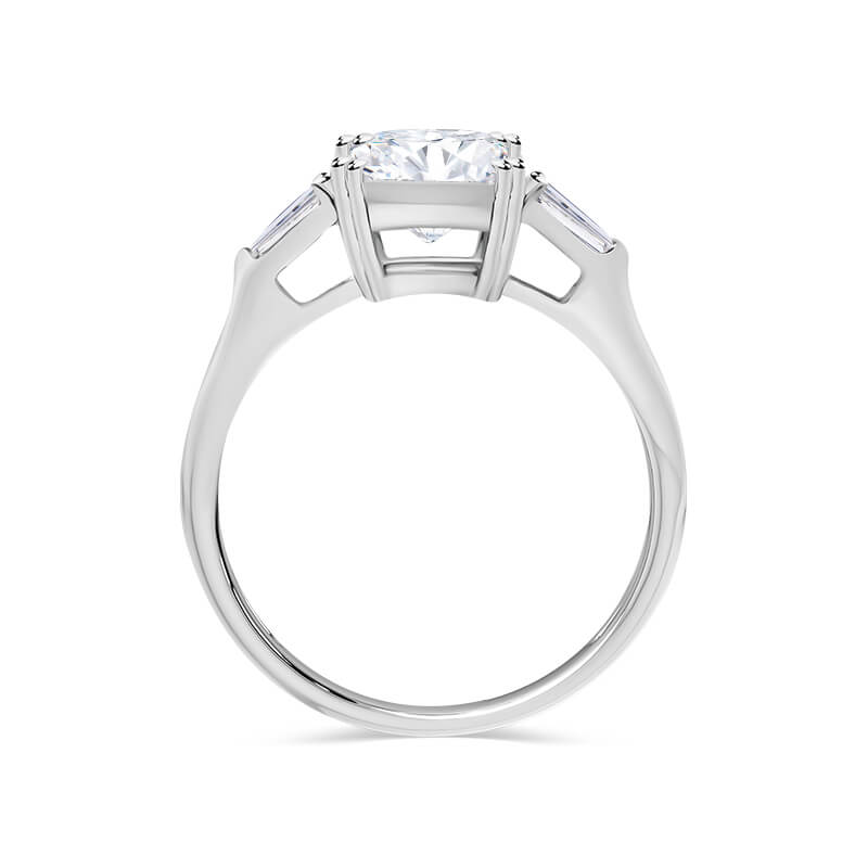 Deltora Diamonds Radiant Cut with Tapered Baguettes Engagement Ring made with Sustainable Lab Diamonds.