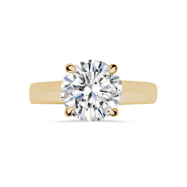 Round Cut Wide Band Solitaire Engagement Ring