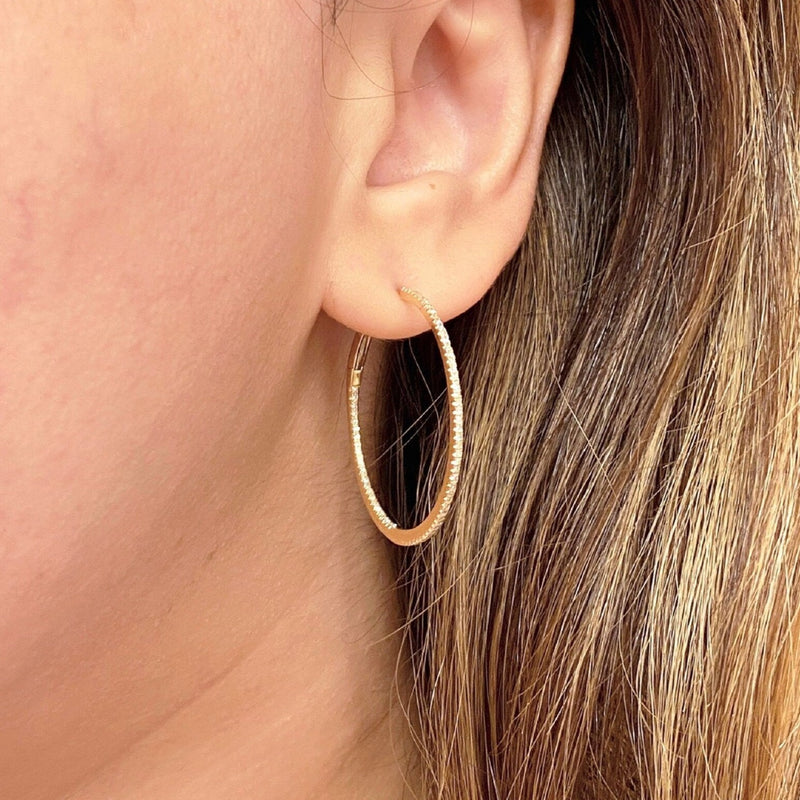 Thin Lab Grown Diamond Hoop Earrings