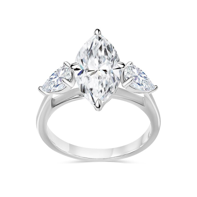 Deltora Diamonds Marquise Cut with pear side stones engagement ring setting.