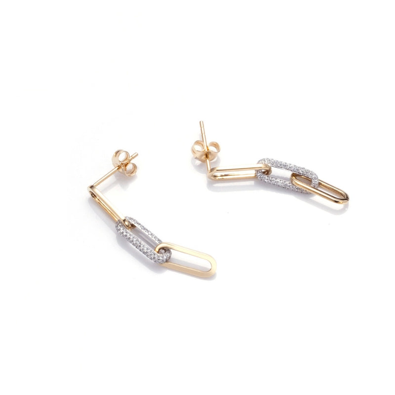 Lab Diamond Pavé Paperclip Link Earrings