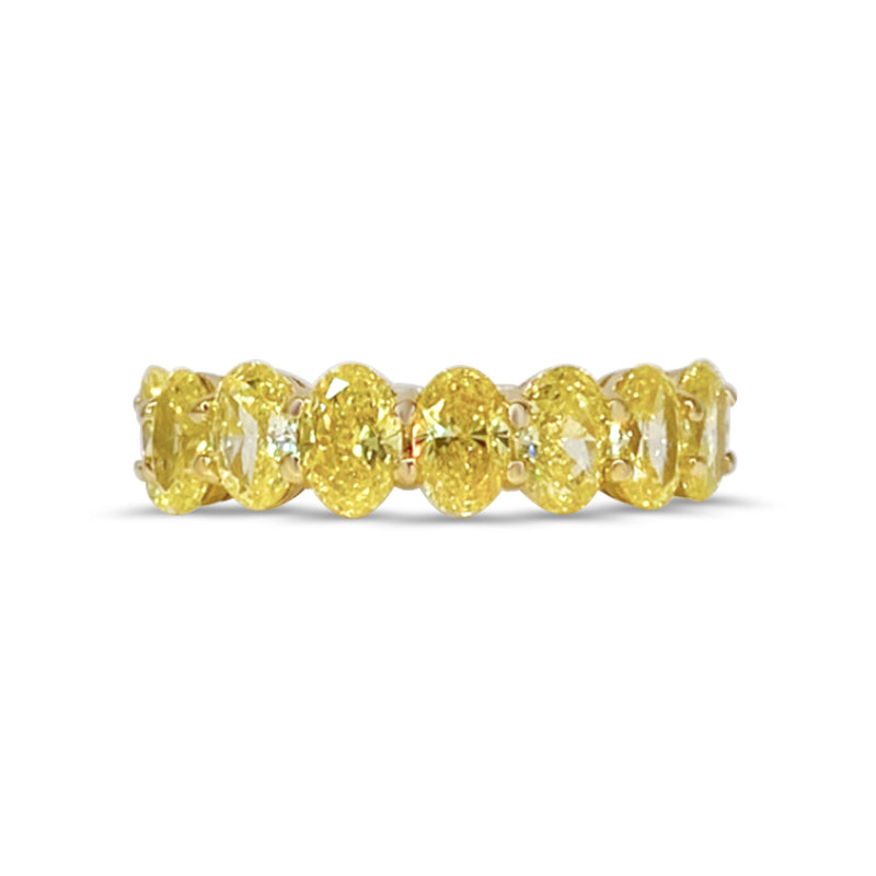 Yellow Oval Cut Diamond Half Eternity Wedding Ring. Deltora Diamonds Sustainable Lab Diamond Jewellery.